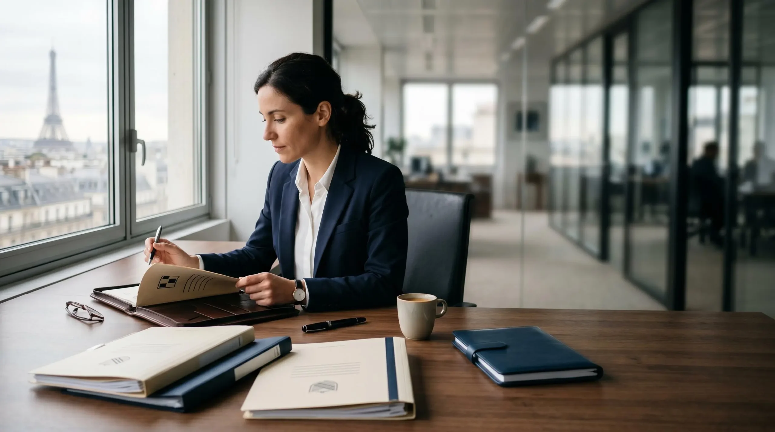 Un bureau d'entrepreneur avec documents officiels relatifs à la réglementation de la sécurité privée en France